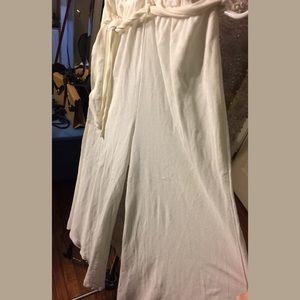Vintage white shimmery palazzo pants with sash